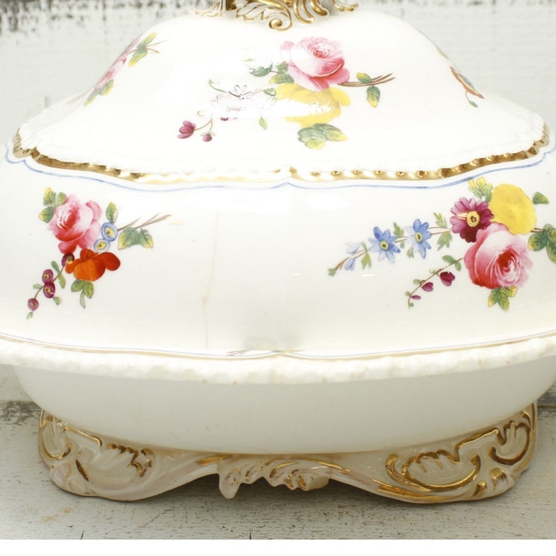 Antique English Dinnerware Serving Bowl with Lid