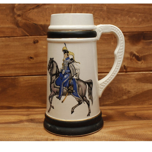 Beer Stein Napoleonic Cavalry Man on Horse Japan Vintage