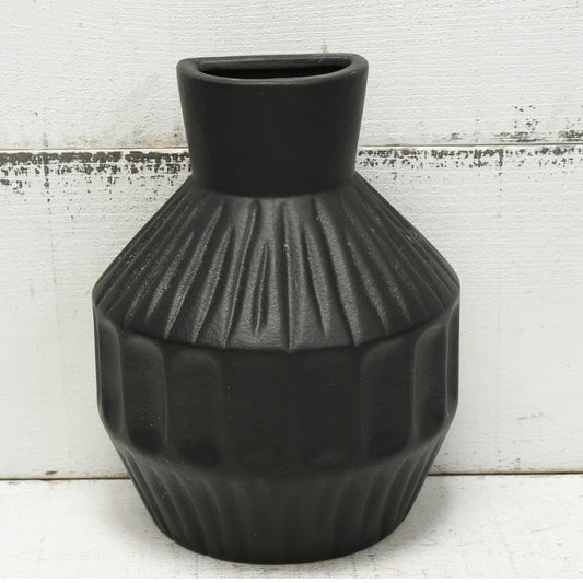 Contemporary Black Potter Half Vase 7.5"